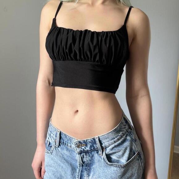 Black ruched going out tank top - Picture 3 of 7